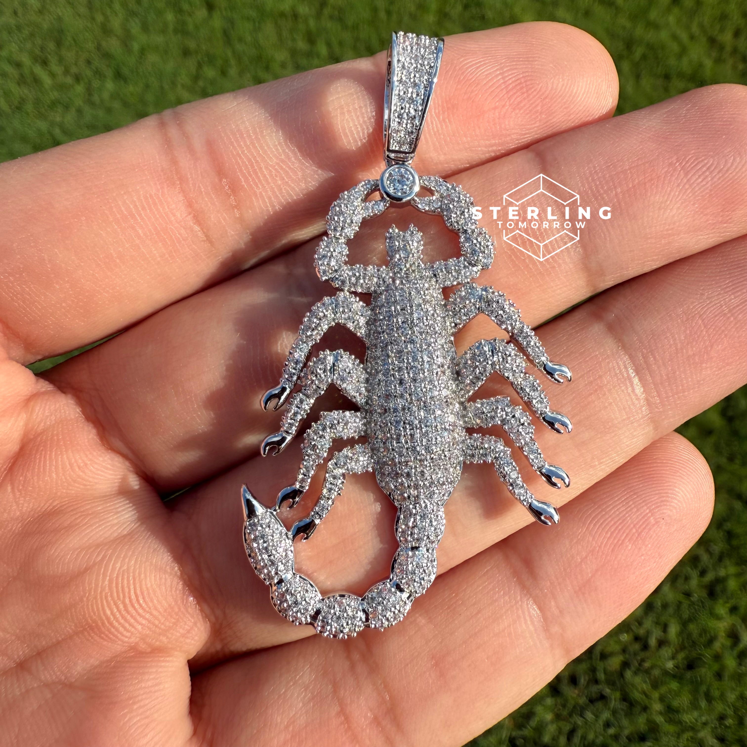 Scorpion Iced Out Silver Tone Pendant