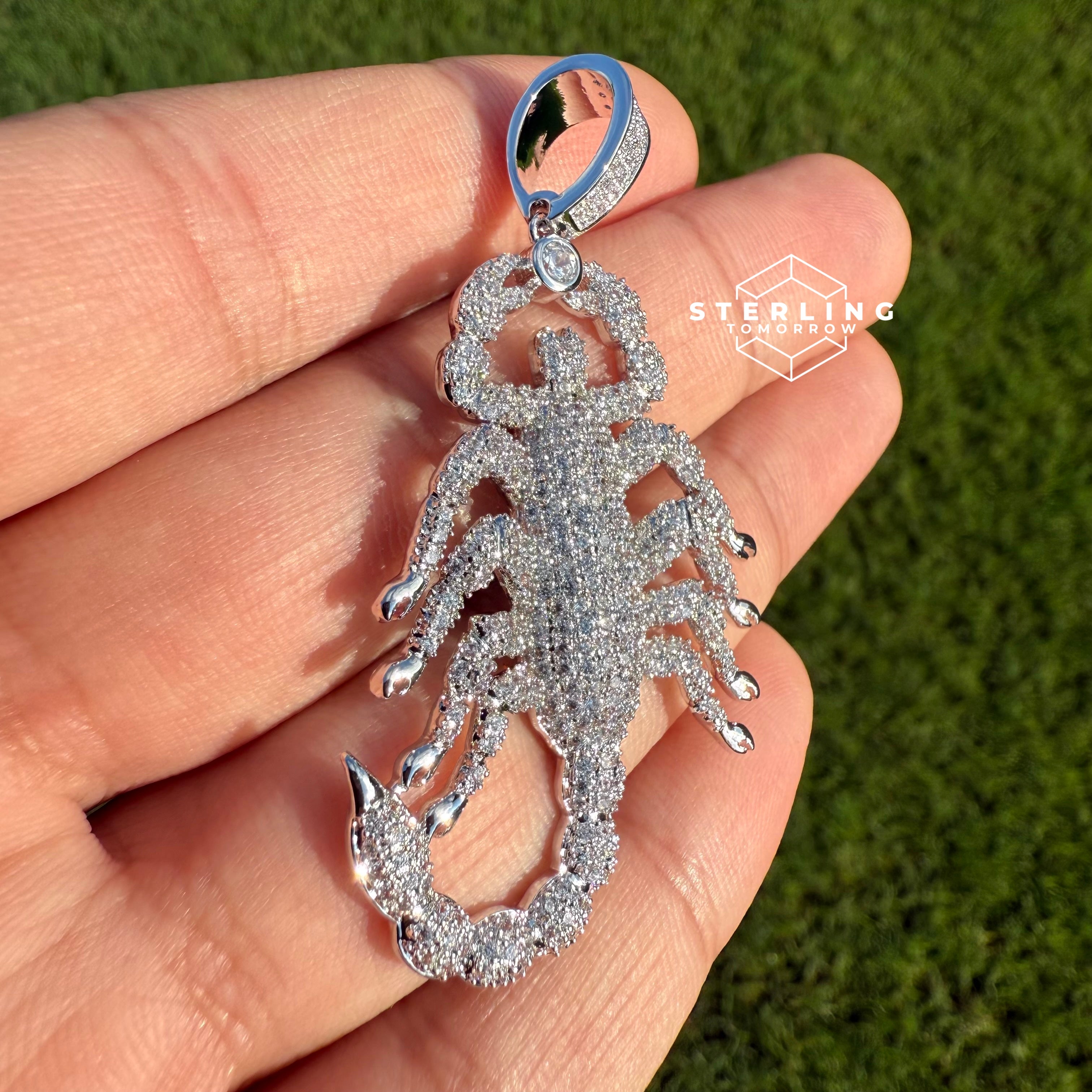 Scorpion Iced Out Silver Tone Pendant