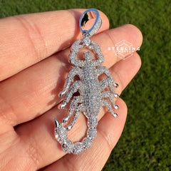 Scorpion Iced Out Silver Tone Pendant