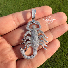 Scorpion Iced Out Silver Tone Pendant
