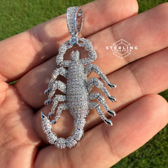 Scorpion Iced Out Silver Tone Pendant