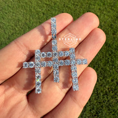 Triple Cross Iced Out Silver Tone Pendant