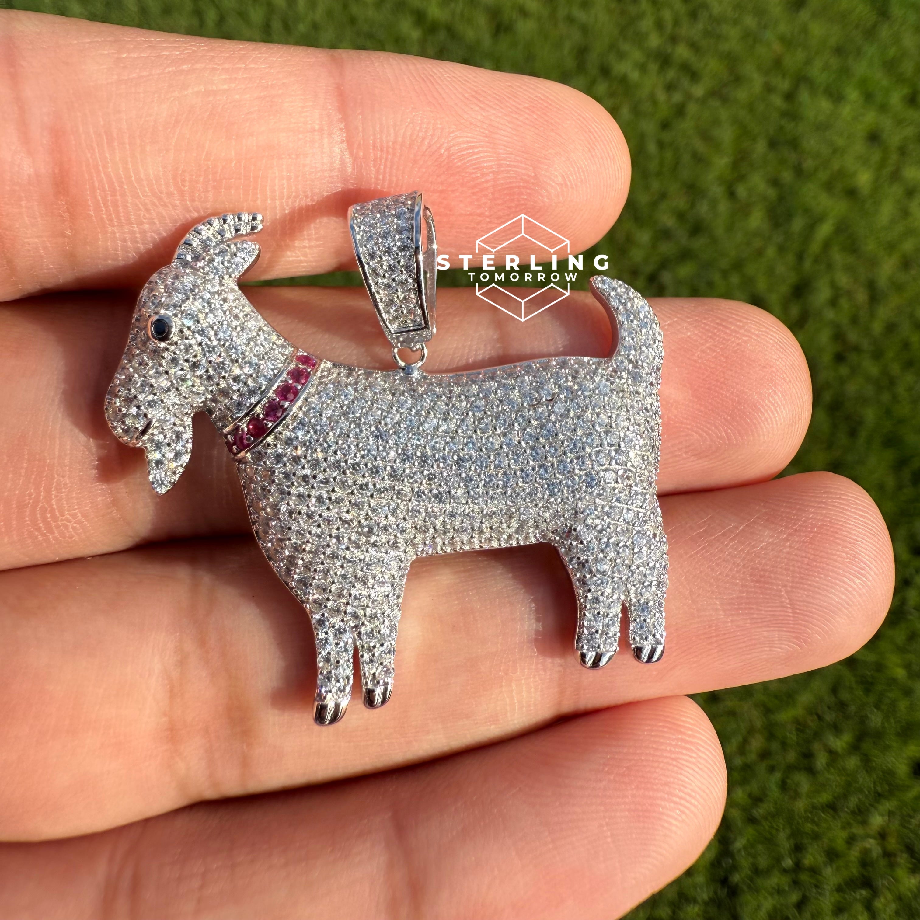 Goat 925 Silver Iced Out CZ Pendant
