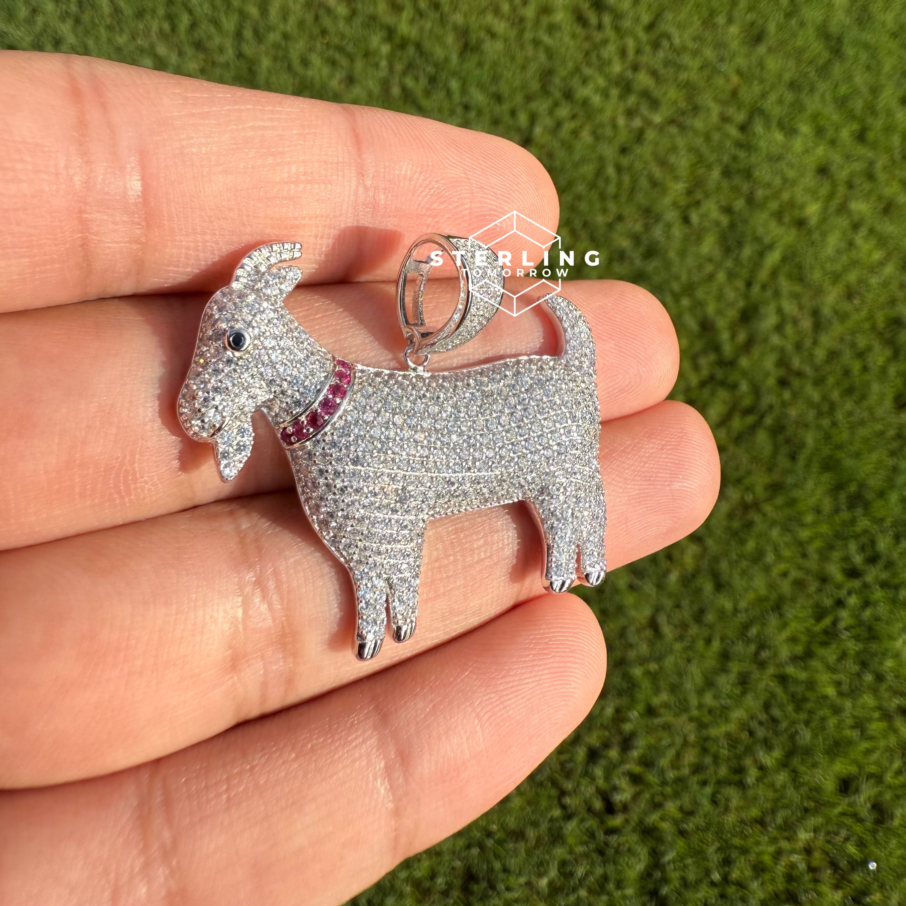 Goat 925 Silver Iced Out CZ Pendant