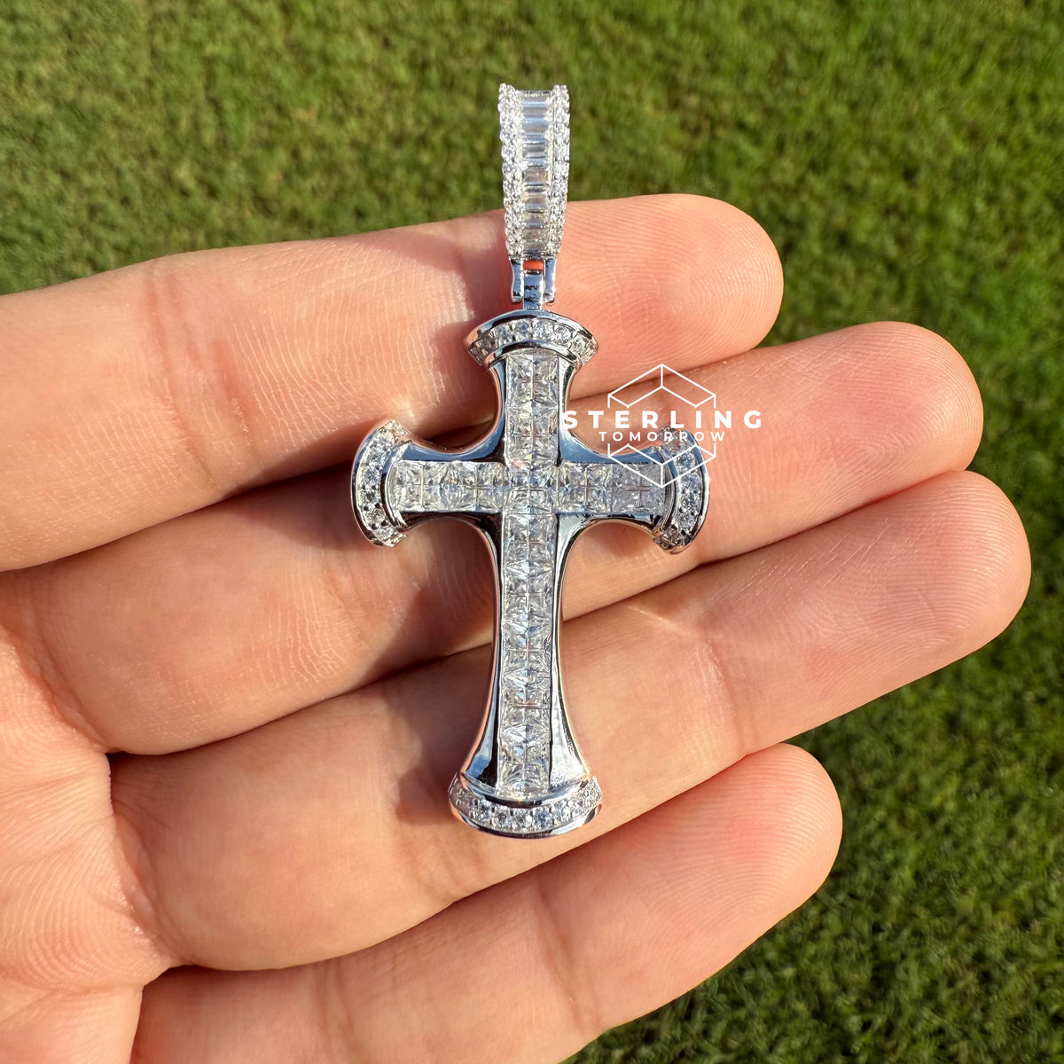 Princess Cut 925 Silver Iced Out CZ Pendant