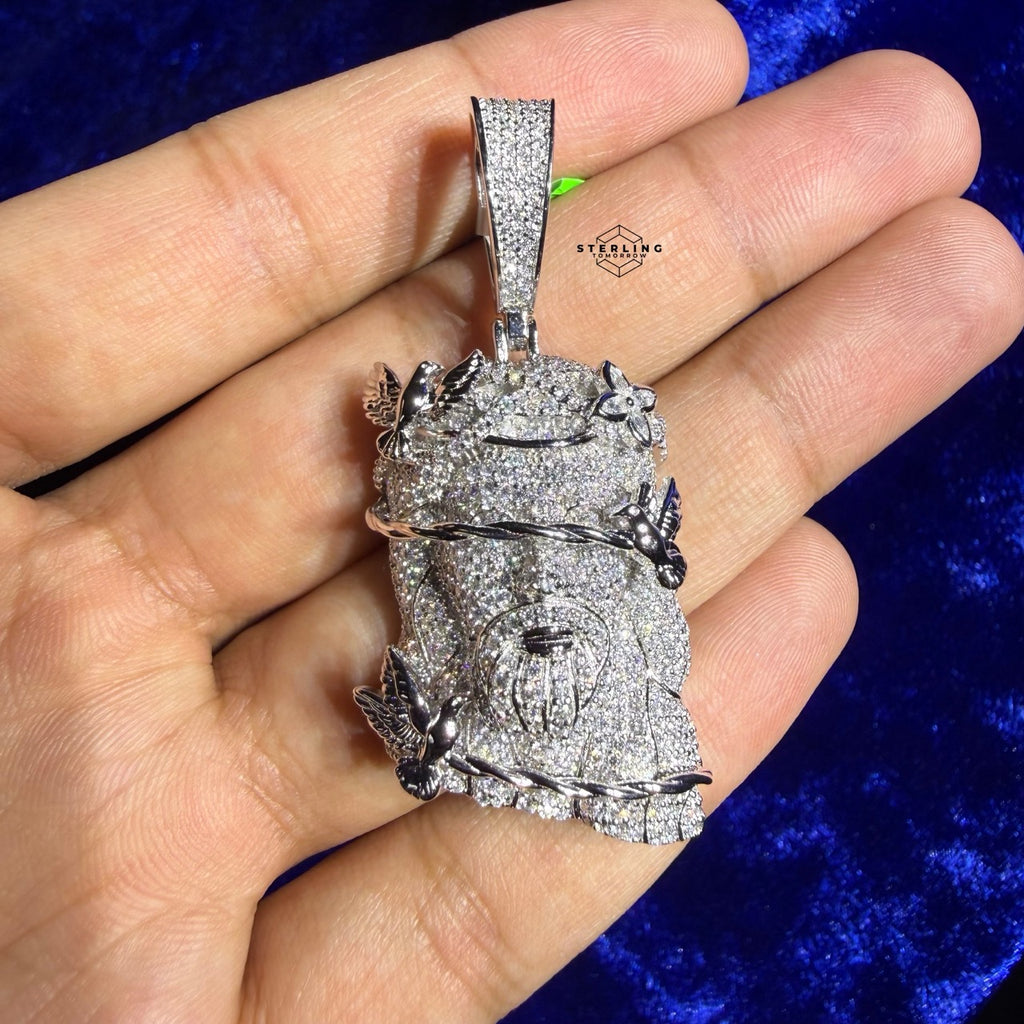 Moissanite Jesus Head Thorns Pendant