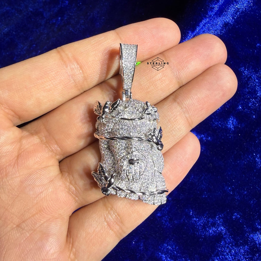 Moissanite Jesus Head Thorns Pendant