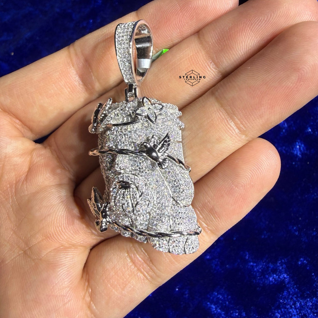 Moissanite Jesus Head Thorns Pendant