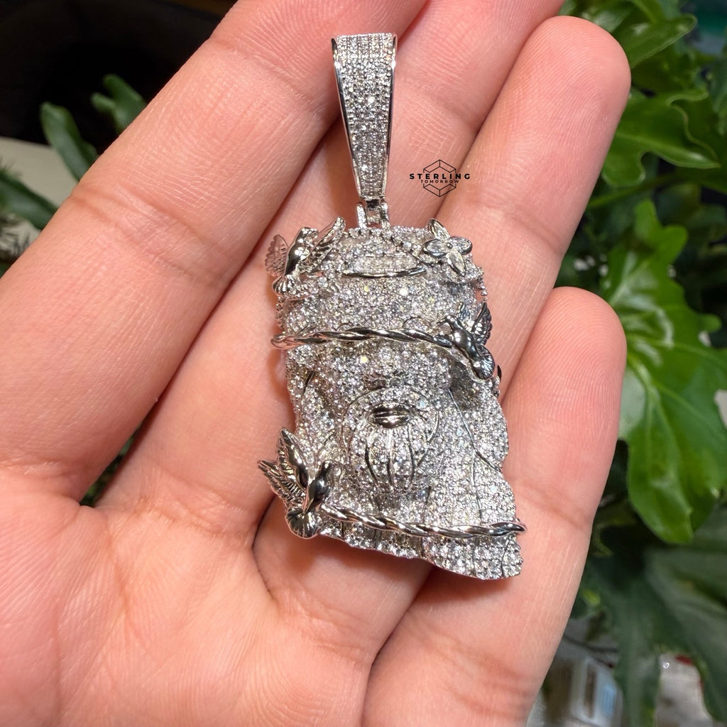Moissanite Jesus Head Thorns Pendant