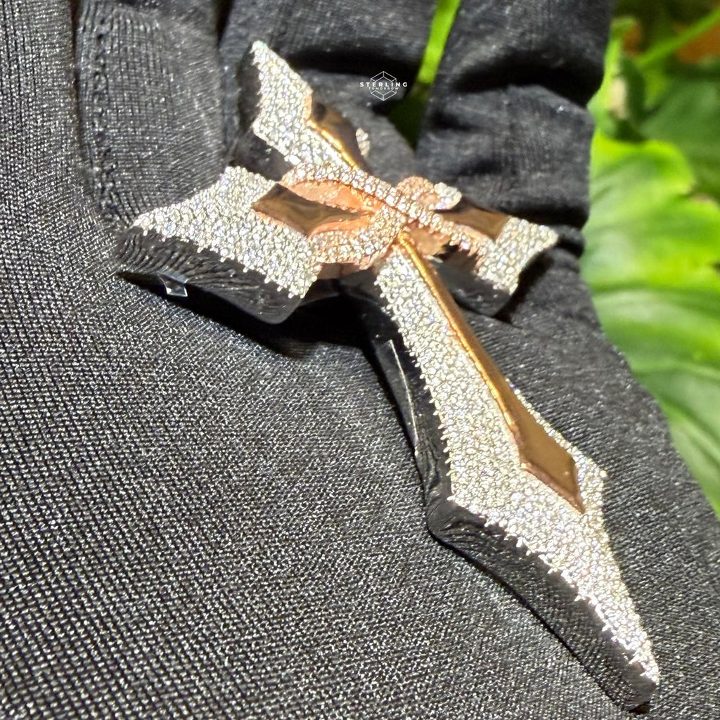 Moissanite Rose Cross Infinity Pendant