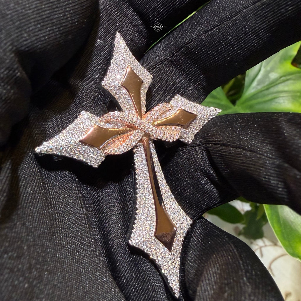 Moissanite Rose Cross Infinity Pendant