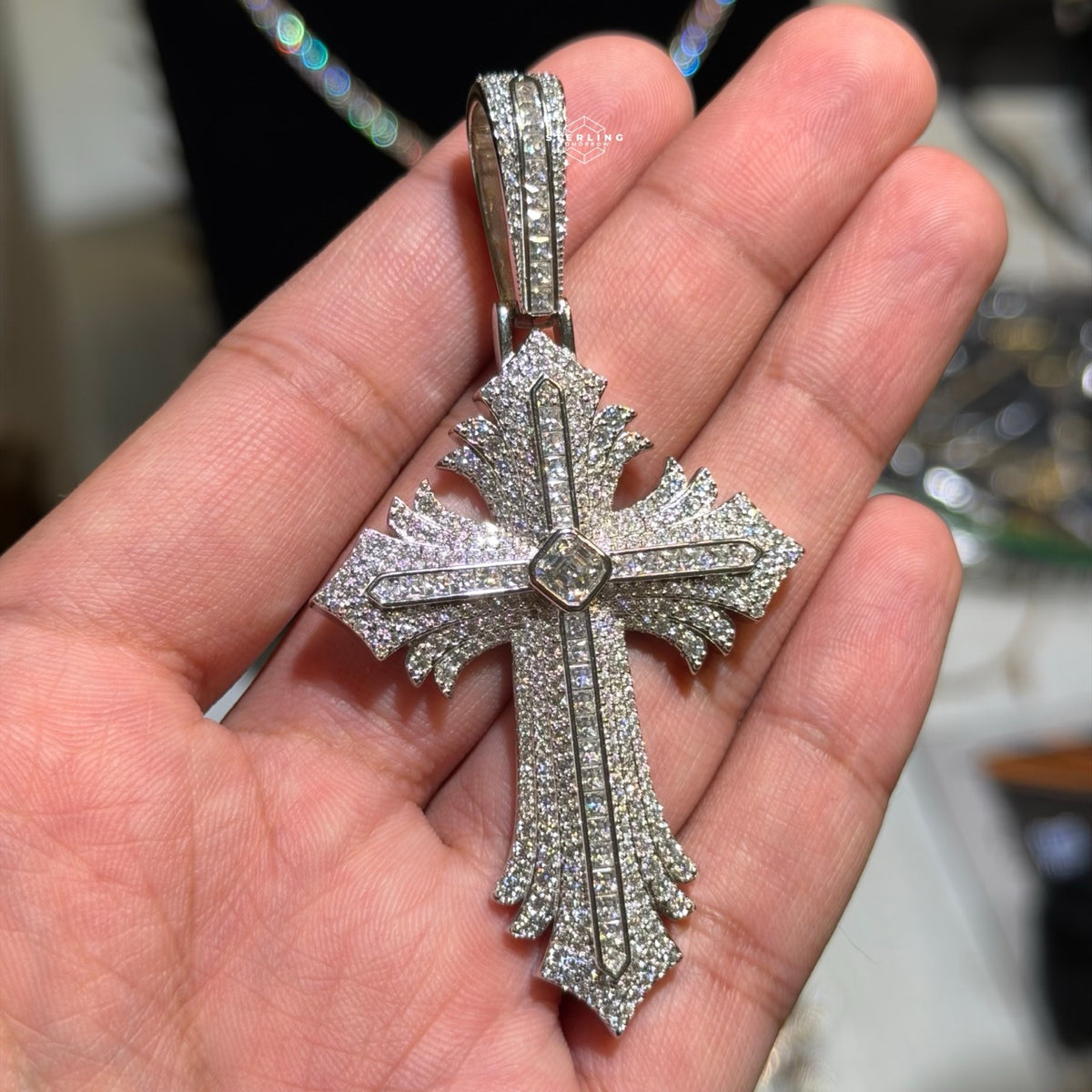 Moissanite 3" Gothic Flare Cross