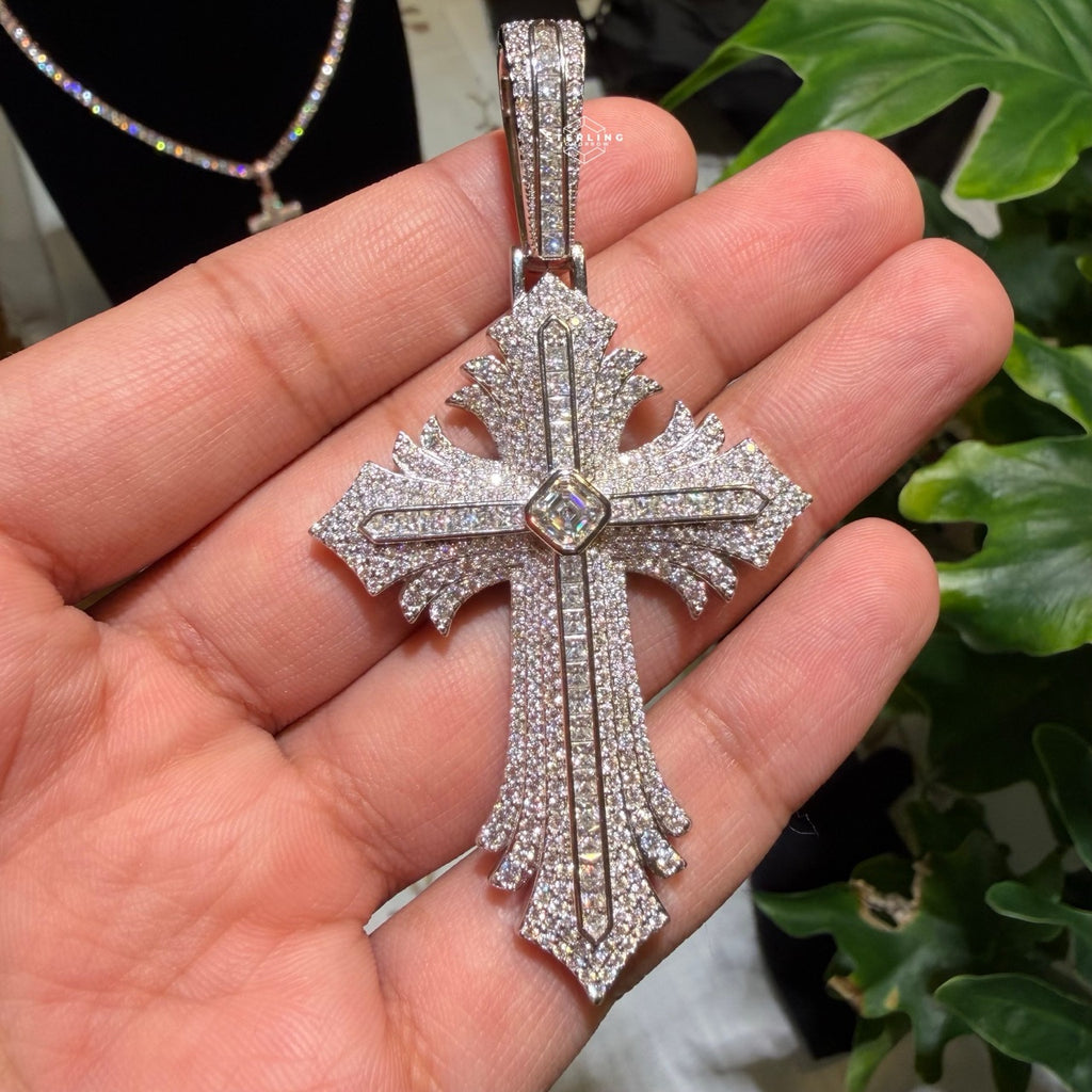 Moissanite 3" Gothic Flare Cross
