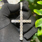 Moissanite 3" Tennis Cross Pendant