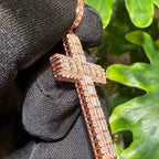 Moissanite Rose Baguette Cross Pendant