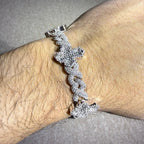 Baguette Cross Infinity 925 Sterling Silver Bracelet 18mm 8"