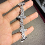 Baguette Cross Infinity 925 Sterling Silver Bracelet 18mm 8"