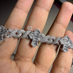 Baguette Cross Infinity 925 Sterling Silver Bracelet 18mm 8"