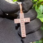 Moissanite Rose Baguette Cross Pendant