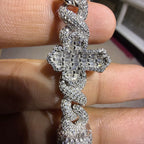 Baguette Cross Infinity 925 Sterling Silver Bracelet 18mm 8"