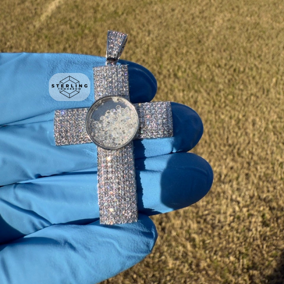 Iced Out Cross with Bubble Beads Creative Bling Pendant