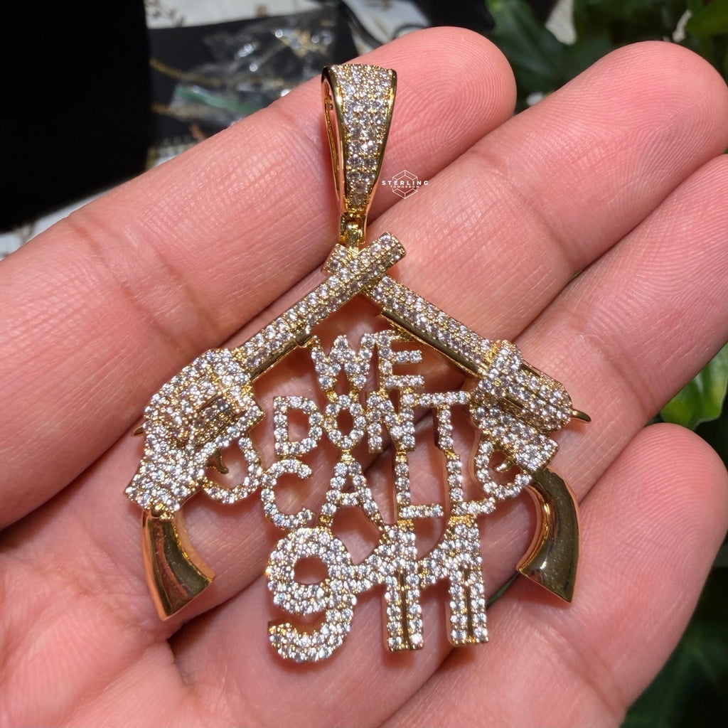 We Don't Call 911 Iced Hip Hop Statement Pendant