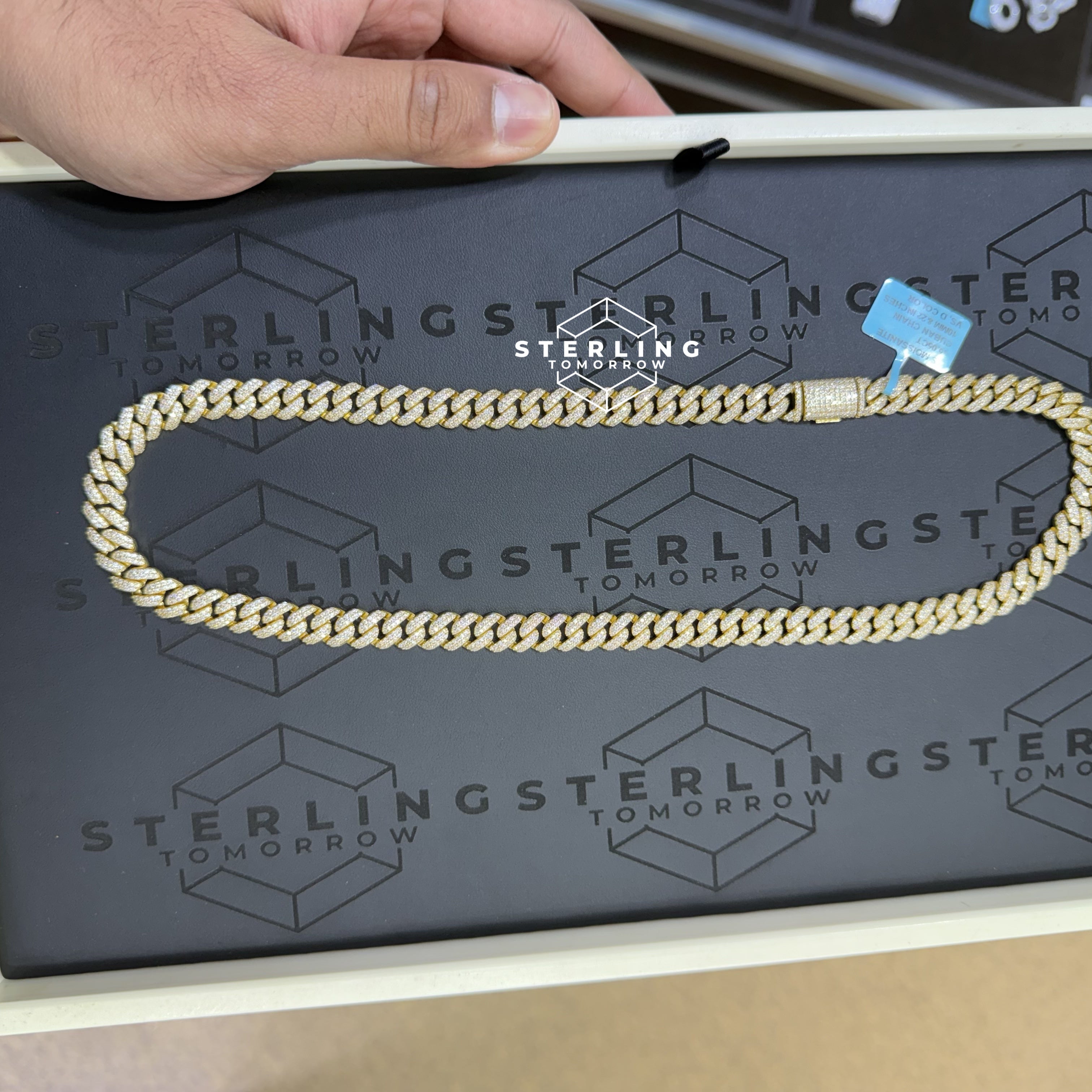 10mm Gold Tone Moissanite Miami Cuban Chain 22"