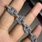 Baguette Oval Link Iced Bracelet 13mm 8" 925 Sterling Silver CZ