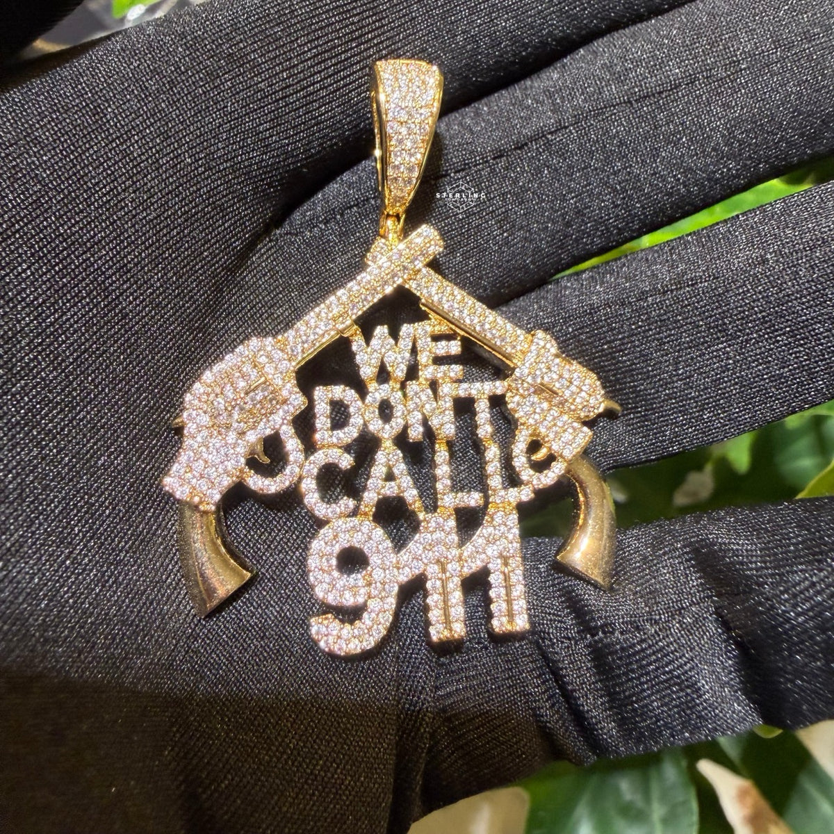 We Don't Call 911 Iced Hip Hop Statement Pendant
