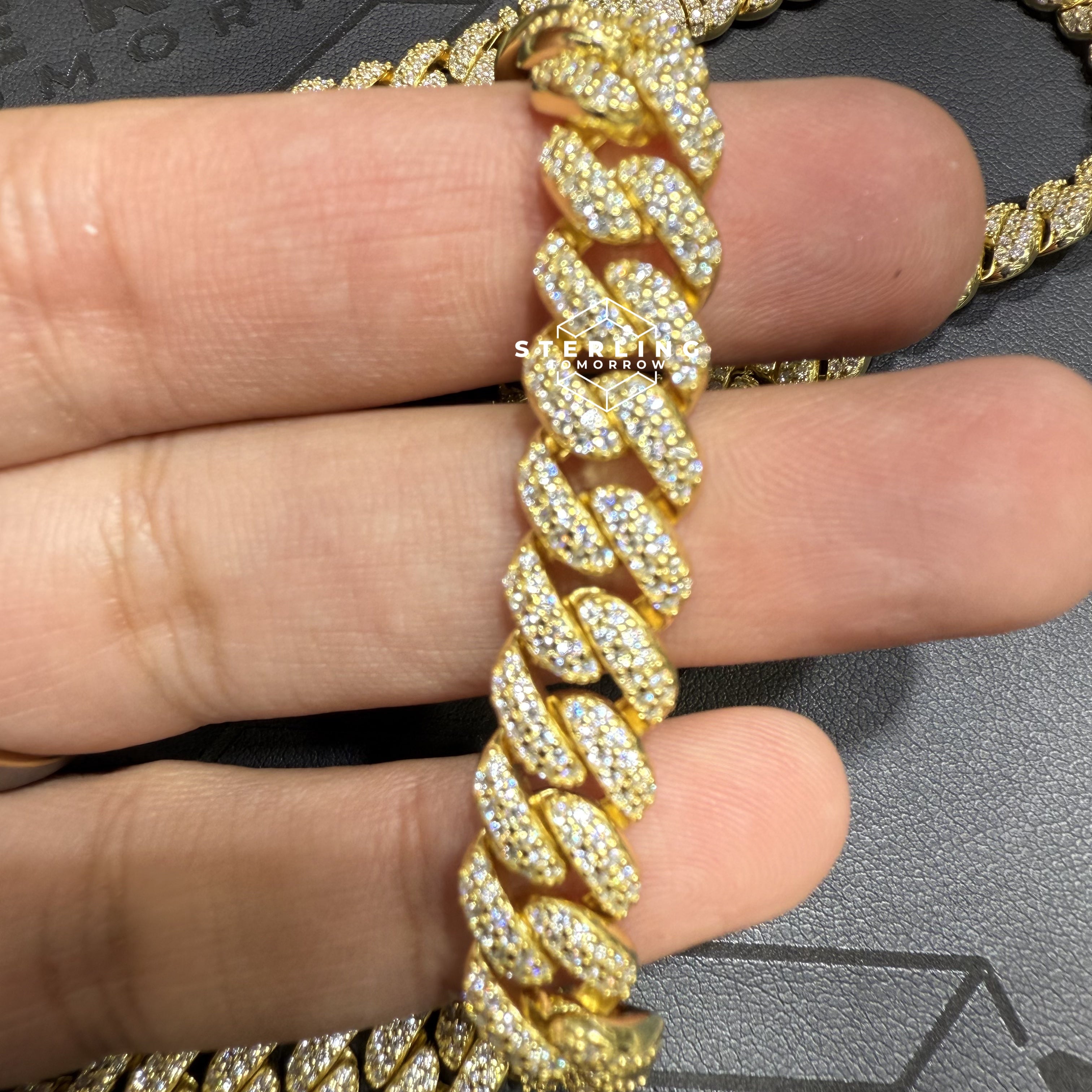 10mm Gold Tone Moissanite Miami Cuban Chain 22"