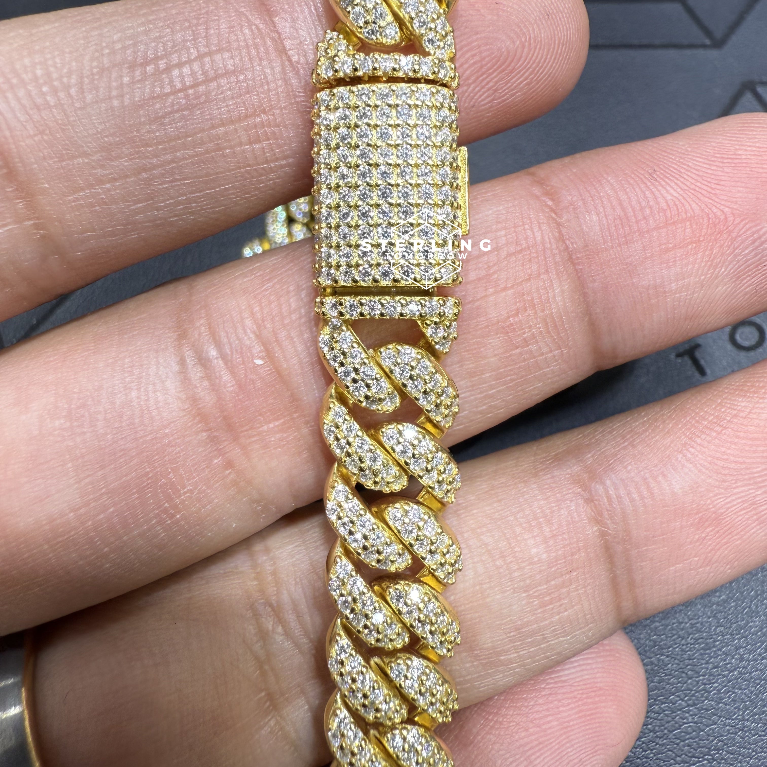 10mm Gold Tone Moissanite Miami Cuban Chain 22"