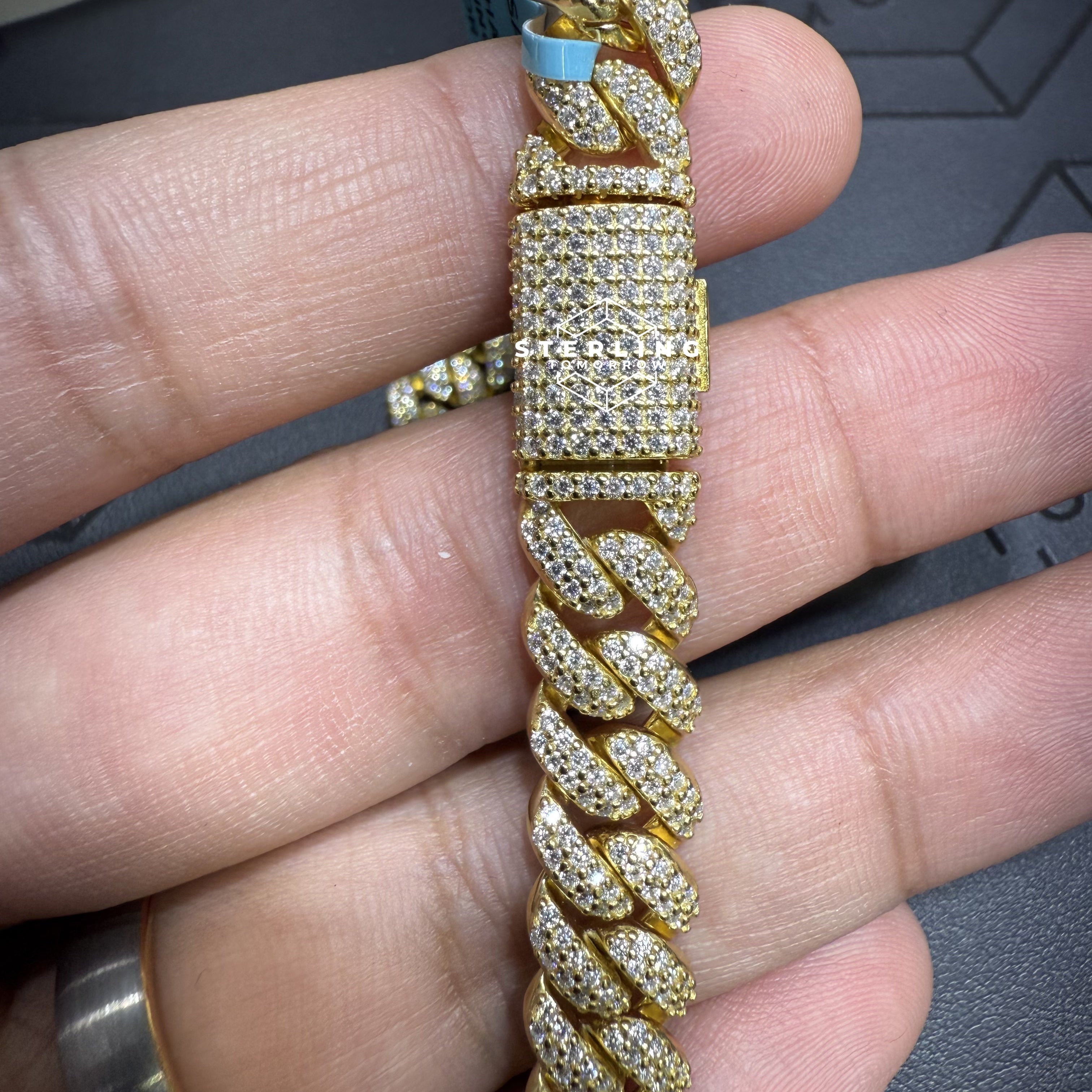 10mm Gold Tone Moissanite Miami Cuban Chain 22"