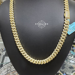 10mm Gold Tone Moissanite Miami Cuban Chain 22"