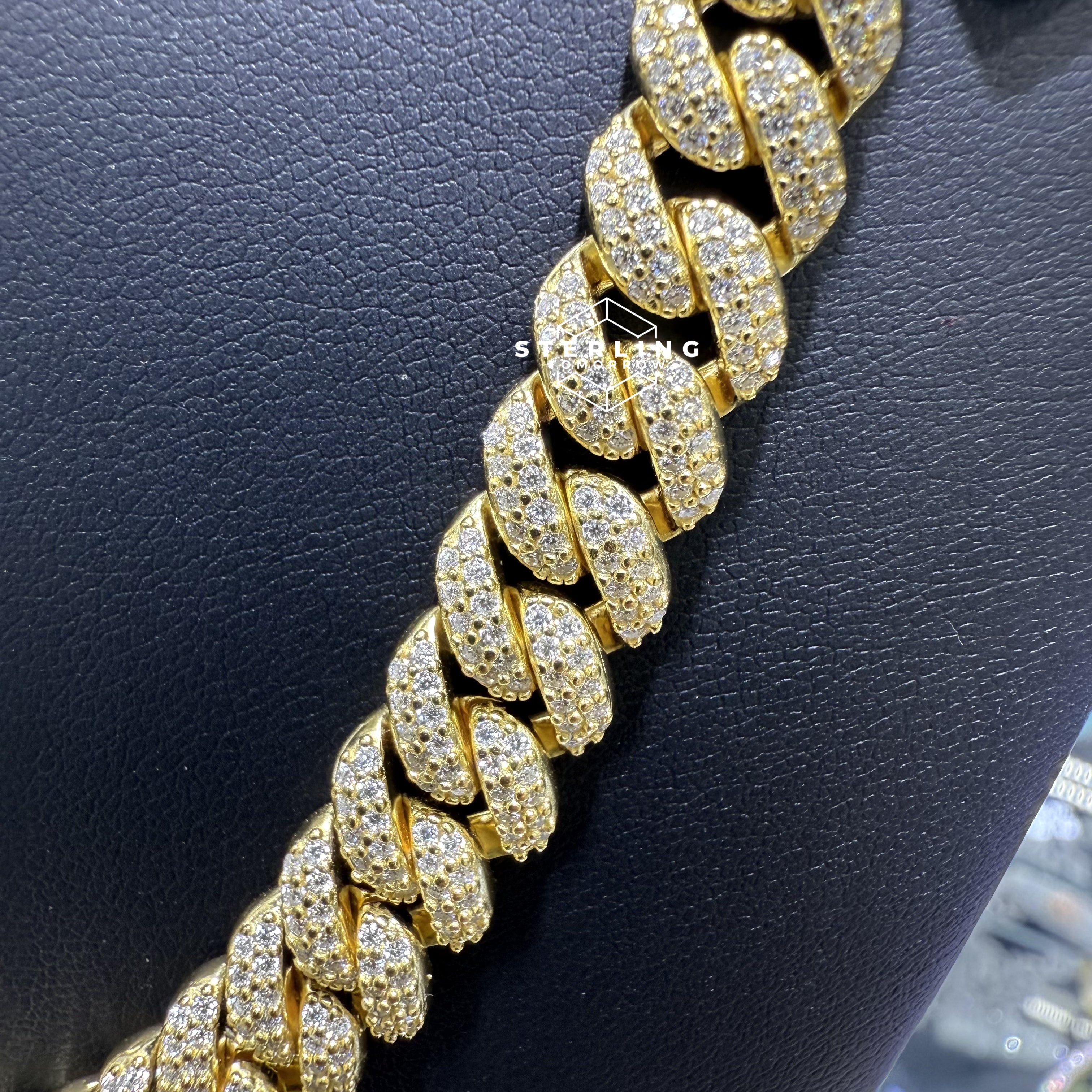 10mm Gold Tone Moissanite Miami Cuban Chain 22"
