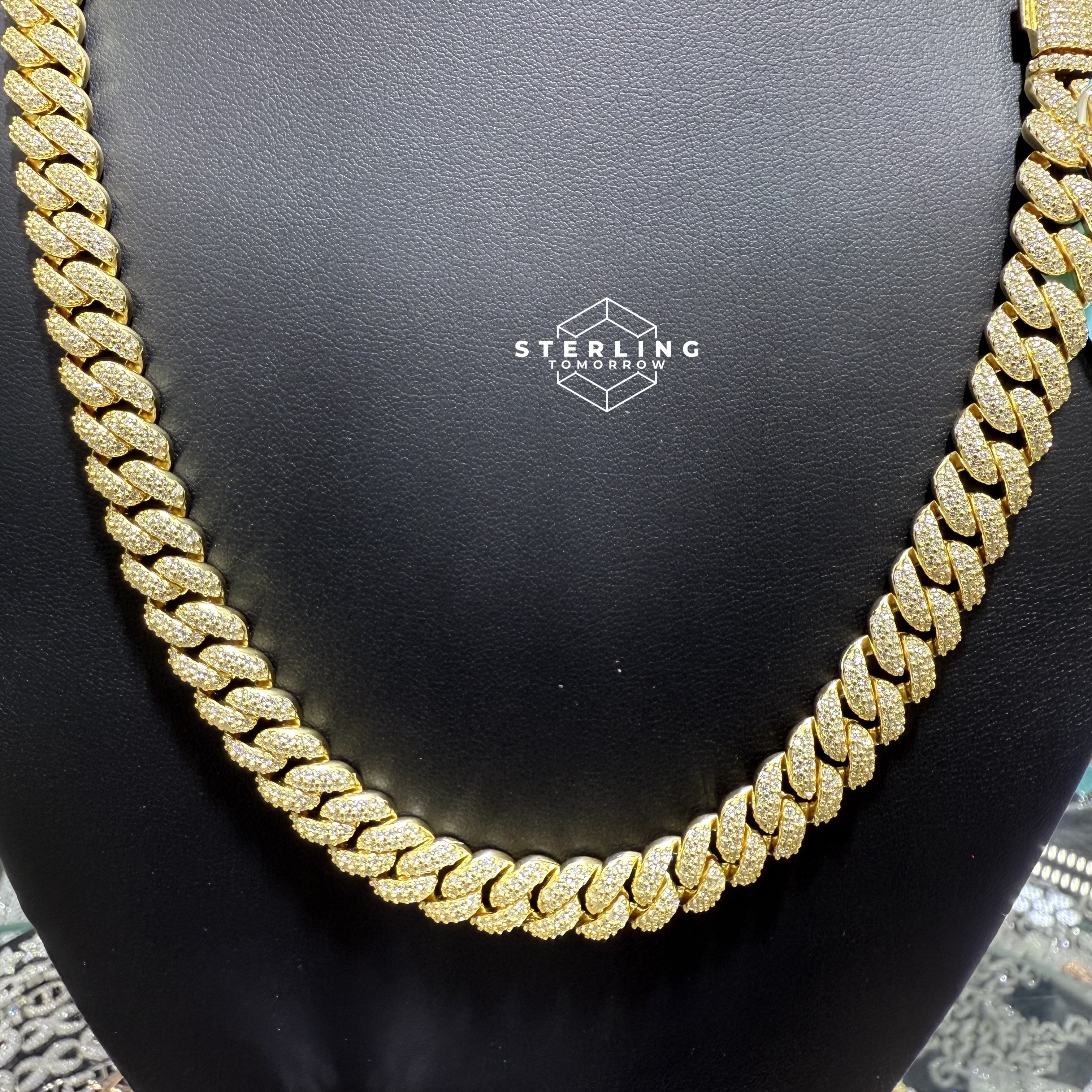 10mm Gold Tone Moissanite Miami Cuban Chain 22"