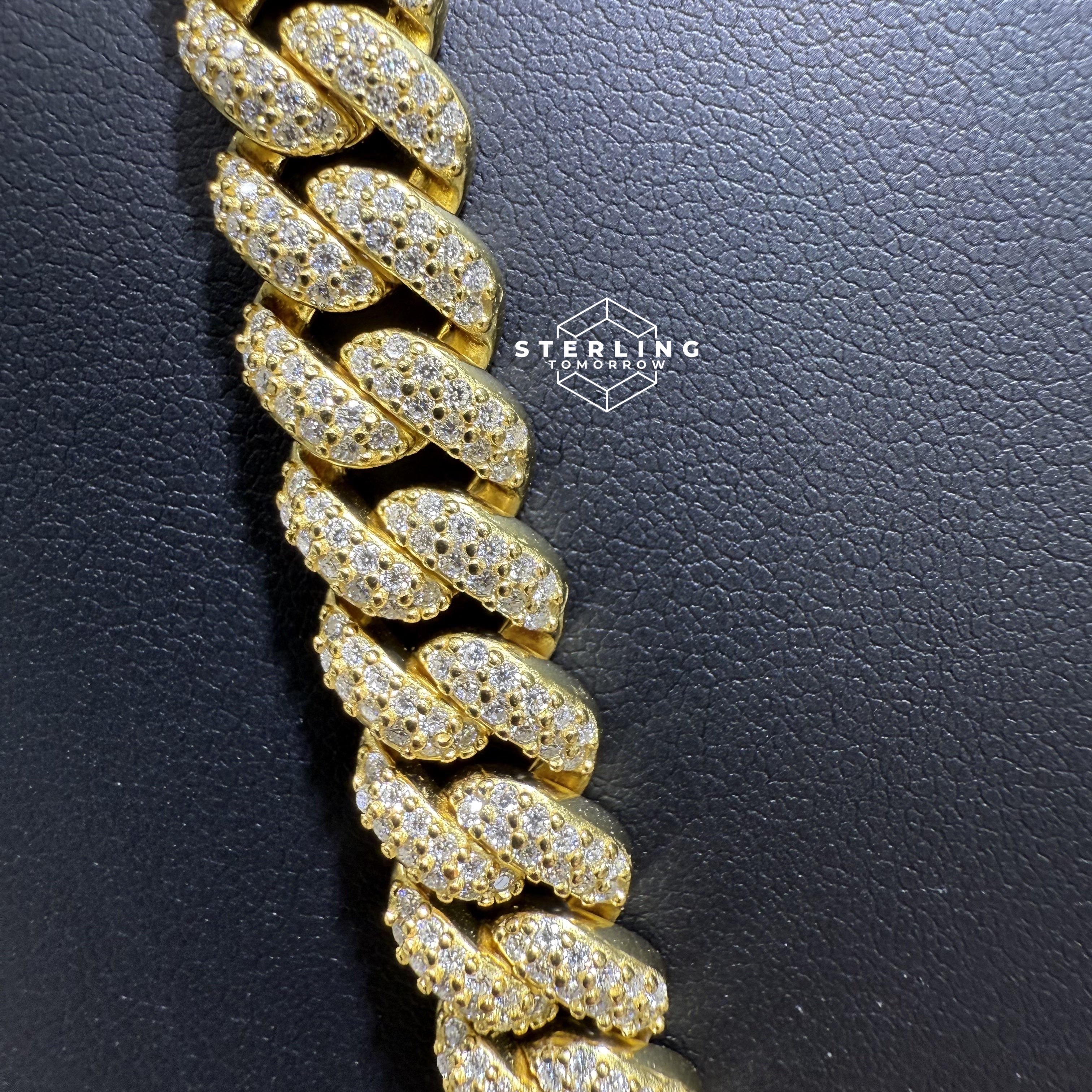 10mm Gold Tone Moissanite Miami Cuban Chain 22"