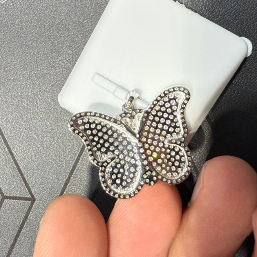 Butterfly Pave Set Moissanite Pendant