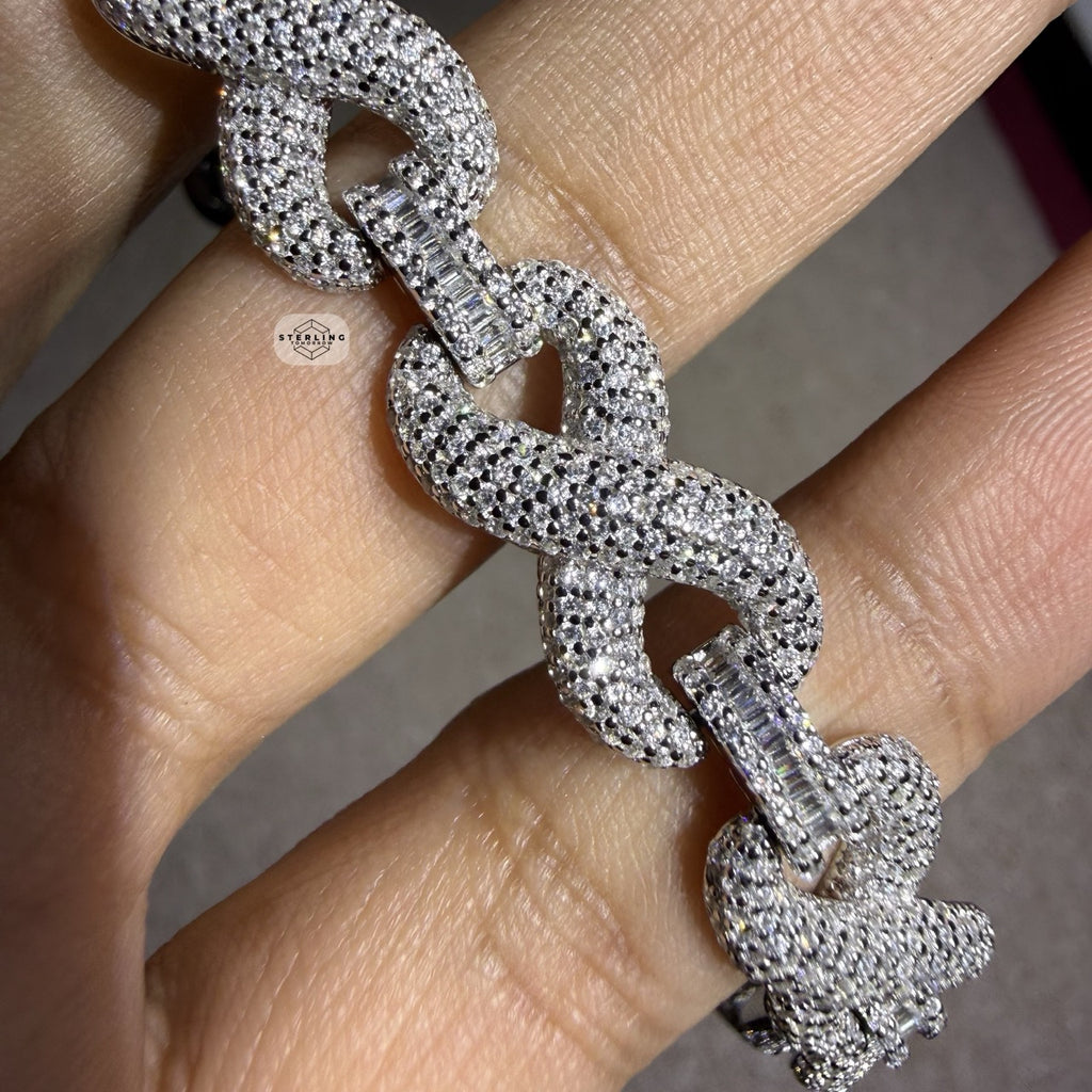 Infinity Iced CZ 11mm 8" 925 Sterling Silver Bracelet