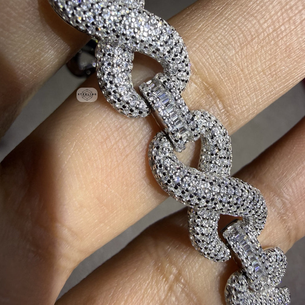 Infinity Iced CZ 11mm 8" 925 Sterling Silver Bracelet