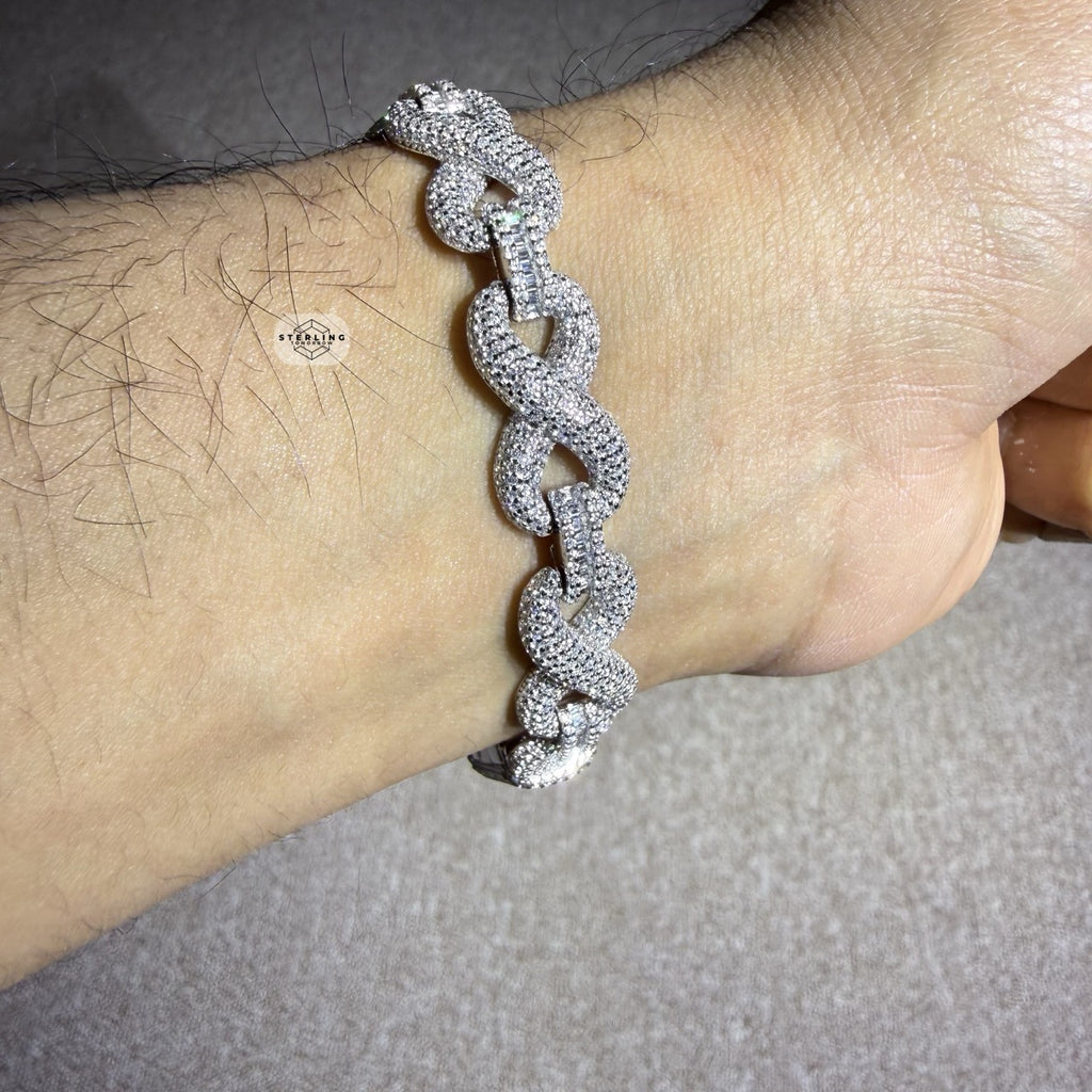 Infinity Iced CZ 11mm 8" 925 Sterling Silver Bracelet