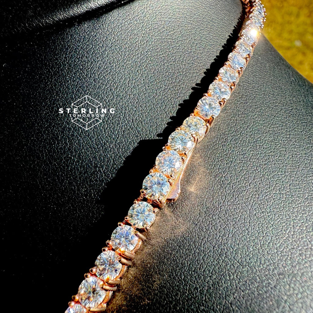 Rose Gold Moissanite Tennis Chain 4mm 22"