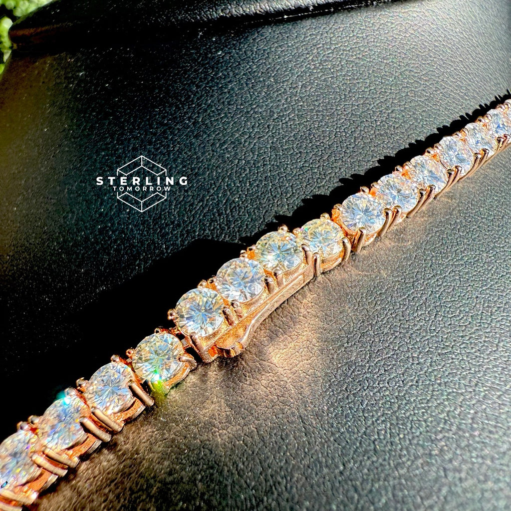 Rose Gold Moissanite Tennis Chain 4mm 22"