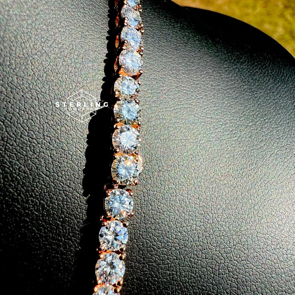 Rose Gold Moissanite Tennis Chain 4mm 22"