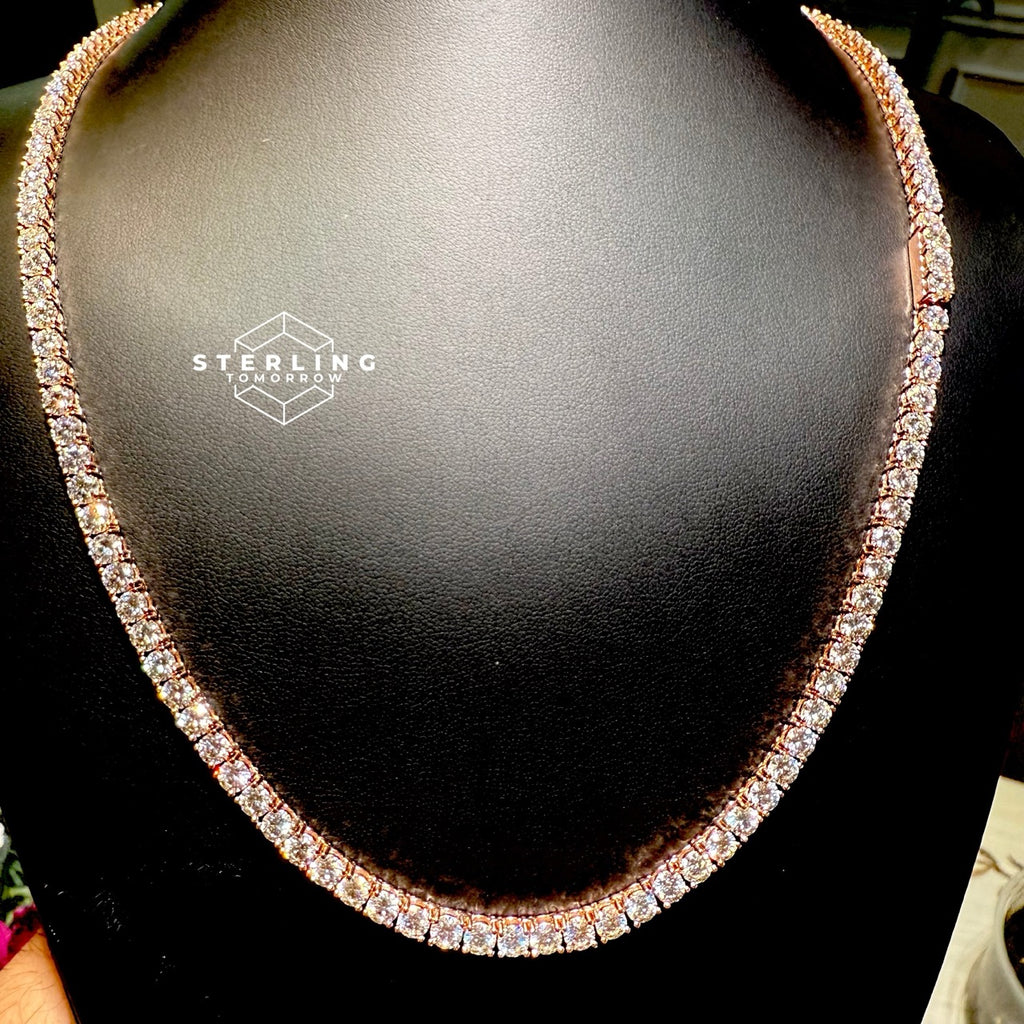 Rose Gold Moissanite Tennis Chain 4mm 22"