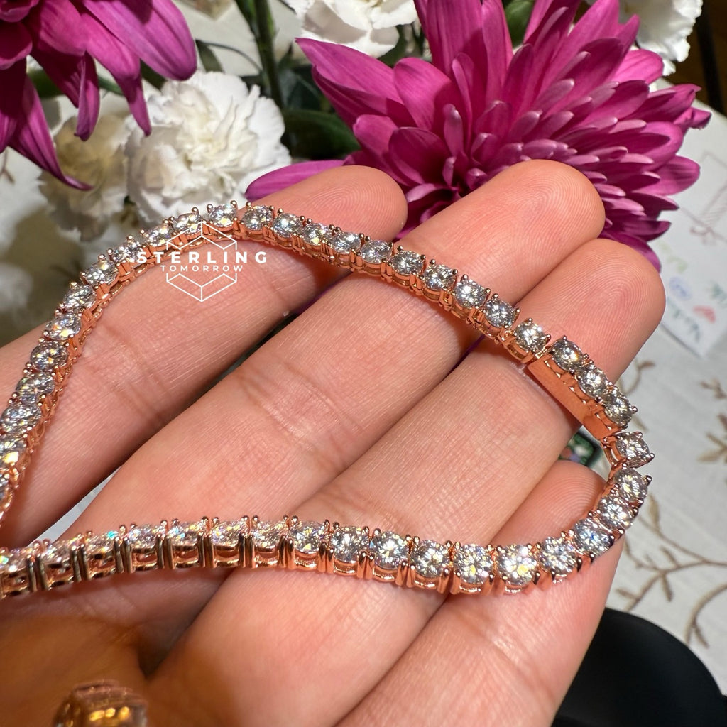 Rose Gold Moissanite Tennis Chain 4mm 22"