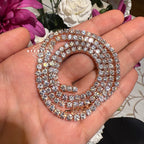 Rose Gold Moissanite Tennis Chain 4mm 22"