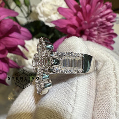 Moissanite Baguette Cross Ring Size 9