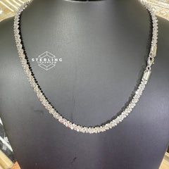 Popcorn Chain Necklace Diamond Cut - 925 Silver - 5mm 20"