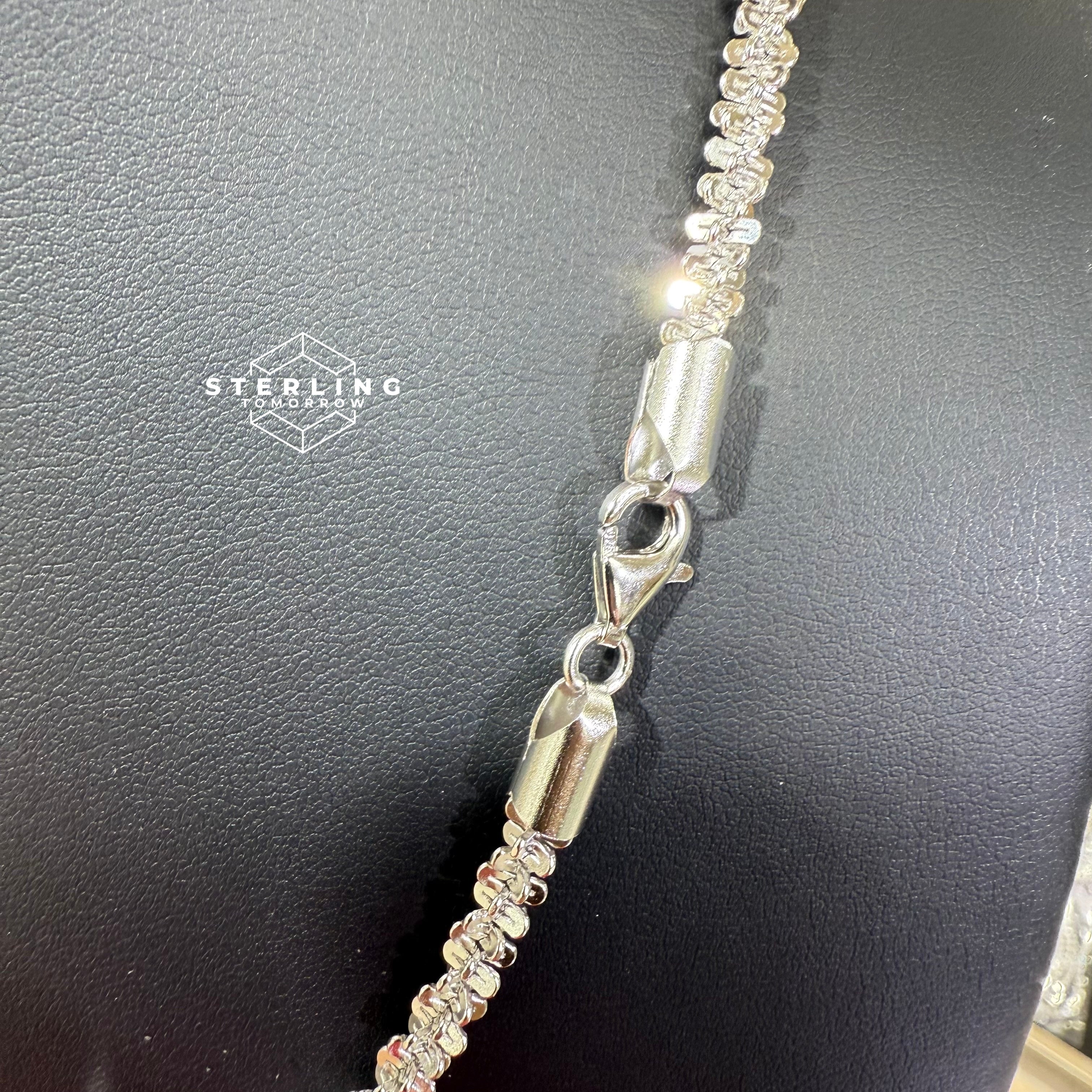 Popcorn Chain Necklace Diamond Cut - 925 Silver - 5mm 20"