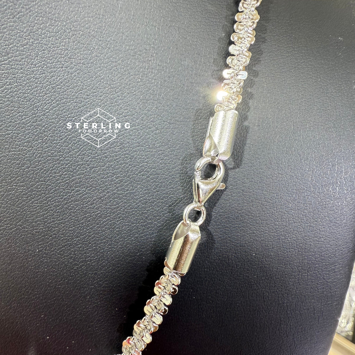 Popcorn Chain Necklace Diamond Cut - 925 Silver - 5mm 20"